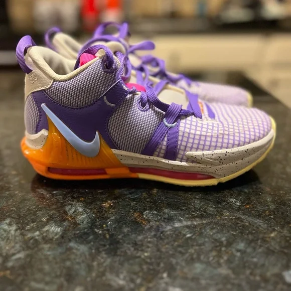 Purple and orange basketball shoes sale